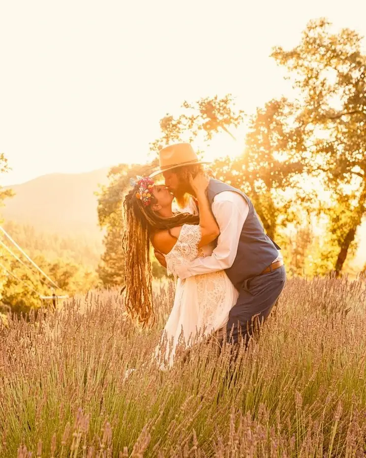 Photograph of a loving couple taken at Sugar Pine Ridge.